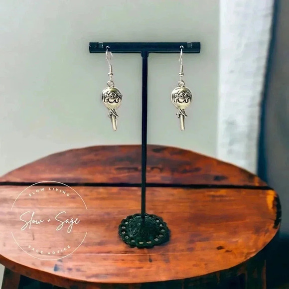 POP Novelty Silver-plated Lollipop Dangle Earrings Handcrafted Candy Jewelry - Picture 2 of 6